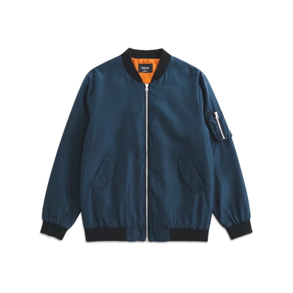 Active USA Bomber Jacket Mens Large Dark Blue Full Zip Flight Style Leightweight
